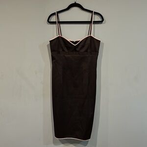 Laundry by Shelli Segal Black Satin Cocktail Dress sz 10 Y2K 90s
